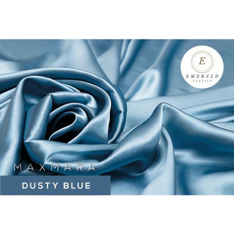 ( BUKAN HIJAB ) SETENGAH METER Kain Satin Charmuse Maxmara Silk Premium - Dusty Blue ( HARGA PER 50cm KAIN )