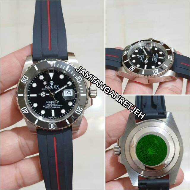 JAM TANGAN ROLEX SUBMARINER AUTOMETIC SILVER TALI RUBBER
