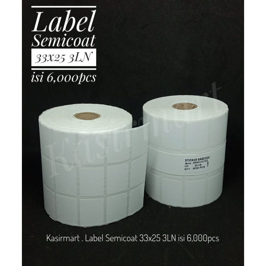 LABEL BARCODE SEMICOAT 33X25 ISI 6,000PC STIKER LABEL HARGA/CHATIME/BAKERY/LAB/APOTEK/COFEE/CAFEE