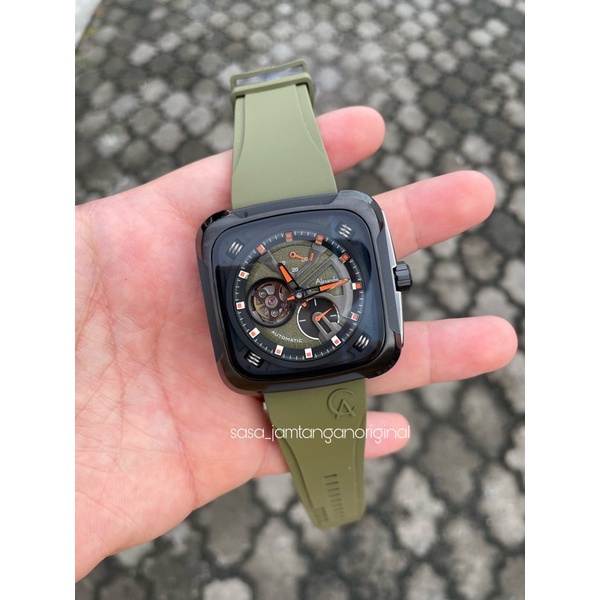 Jam Tangan Alexandre Christie Ac 6577 Automatic Original Green Army Pria