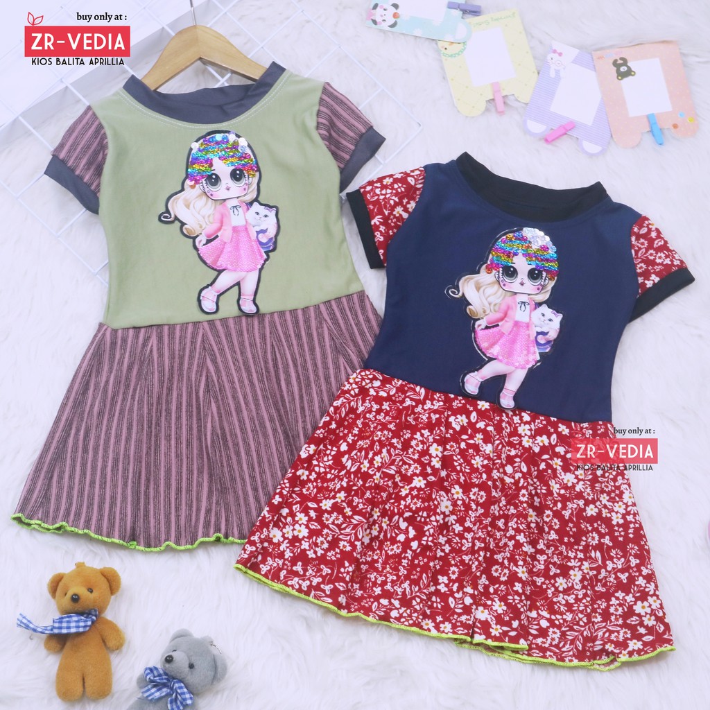 (BISA COD) Dress LED DOLL uk 1-6 Tahun / IMPORT Baju Anak Perempuan Gaun Pesta Premium Dres Murah