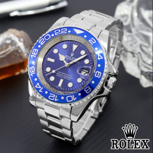 Jam Tangan Rolex GMT Master Super Mewah Dan Elegan - Jam Tangan Pria Rolex - Warna Silver Hitam Biru