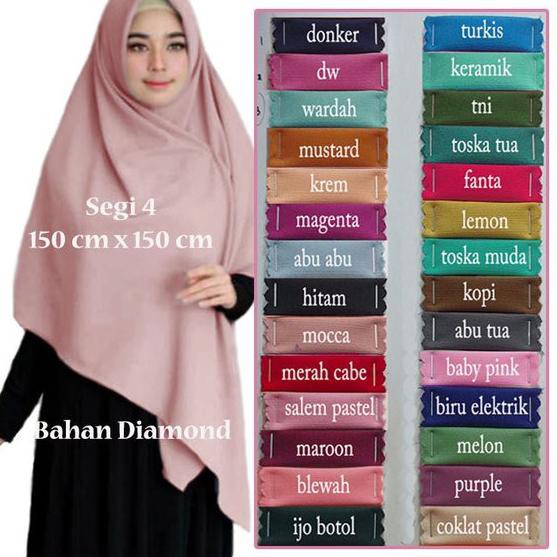 Instan JILBAB SEGI EMPAT SUPER JUMBO SYAR'I DIAMOND 150 X 150