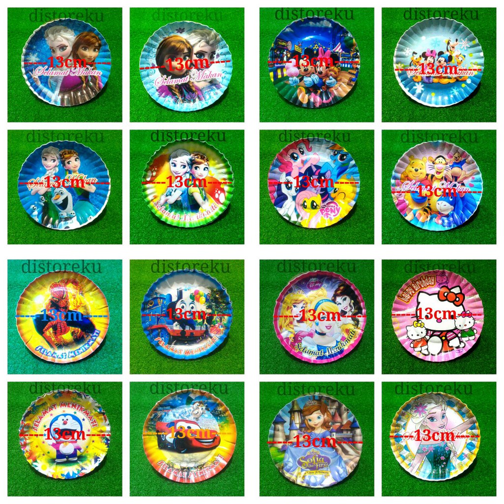 Isi 10 Piring Kertas Kue Tart Karakter Paper Plate Cake Ultah Motif - Frozen