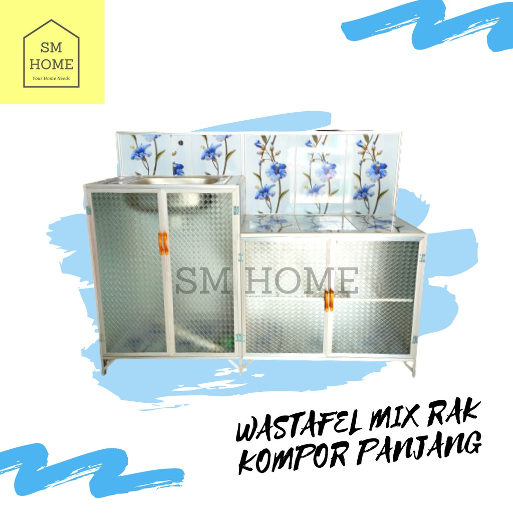 RAK CUCI PIRING ALUMINIUM MEJA WASTAFEL ALUMINIUM PORTABLE FULL KERAMIK WARNA MIX RAK KOMPOR