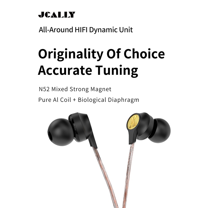 Jcally At1 Earphone In Ear Dinamis Universal Dengan Kabel Jack 3.5mm Untuk Olahraga