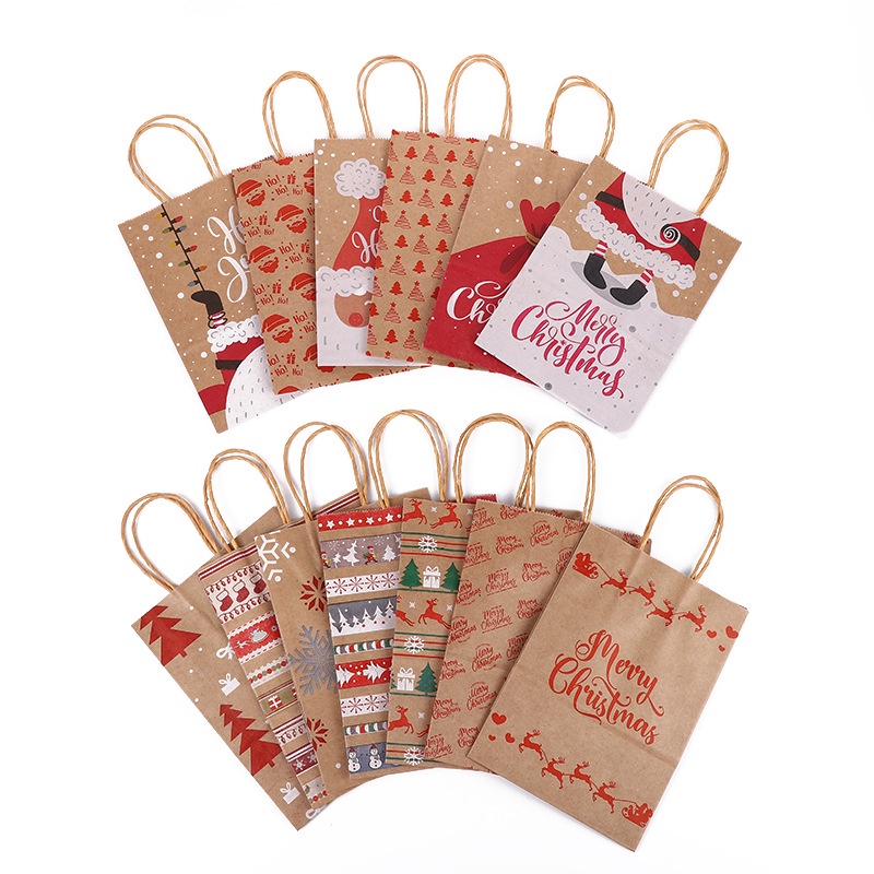 [ Christmas Series Kraft Paper Gift Bag Decoration for Home Bedroom New Year Xmas Wedding Party ]