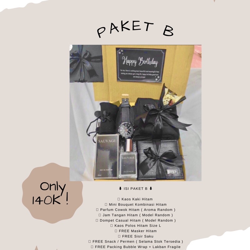

PAKET B HAMPERS COWOK KEREN KADO ULANG TAHUN HADIAH GIFT BOX UNTUK PACAR