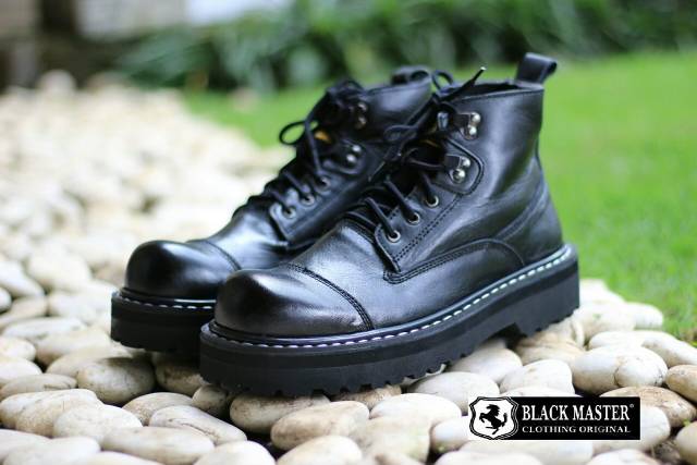 UNDERGROUND NEW - BLACK MASTER ORIGINAL | Sepatu Boots Underground Rocker Metal Biker Kulit Asli