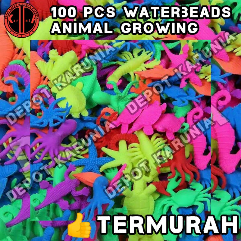 100pcs Waterbeads Animal Growing Mainan Sensory Kreatifitas Anak