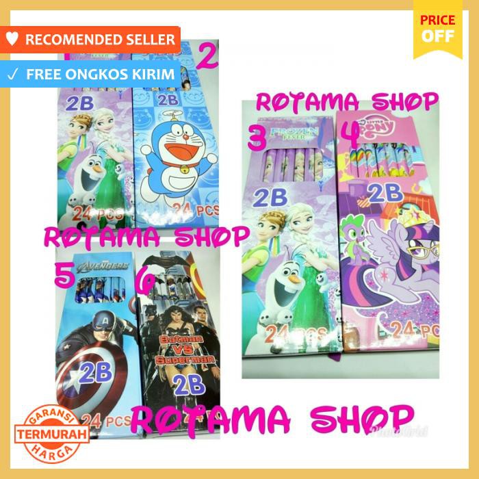 

Kayu Lucu Karakter Isi 24Pcs Frozen/Doraemon/Avangers/Kuda Pony - Alat Tulis - Pensil