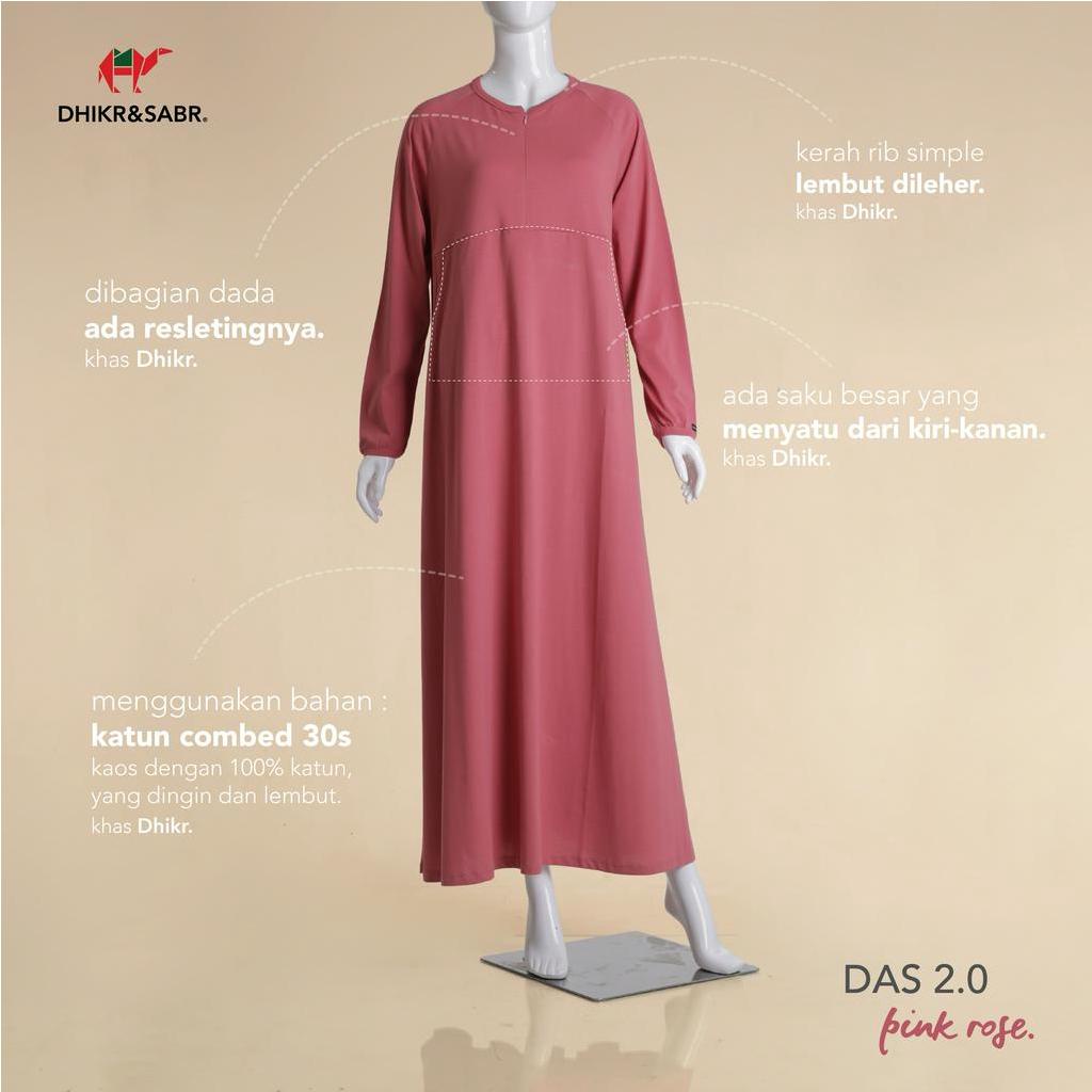 Dhikr & Sabr Gamis syari wanita bahan kaos polos Warna Pink Rose