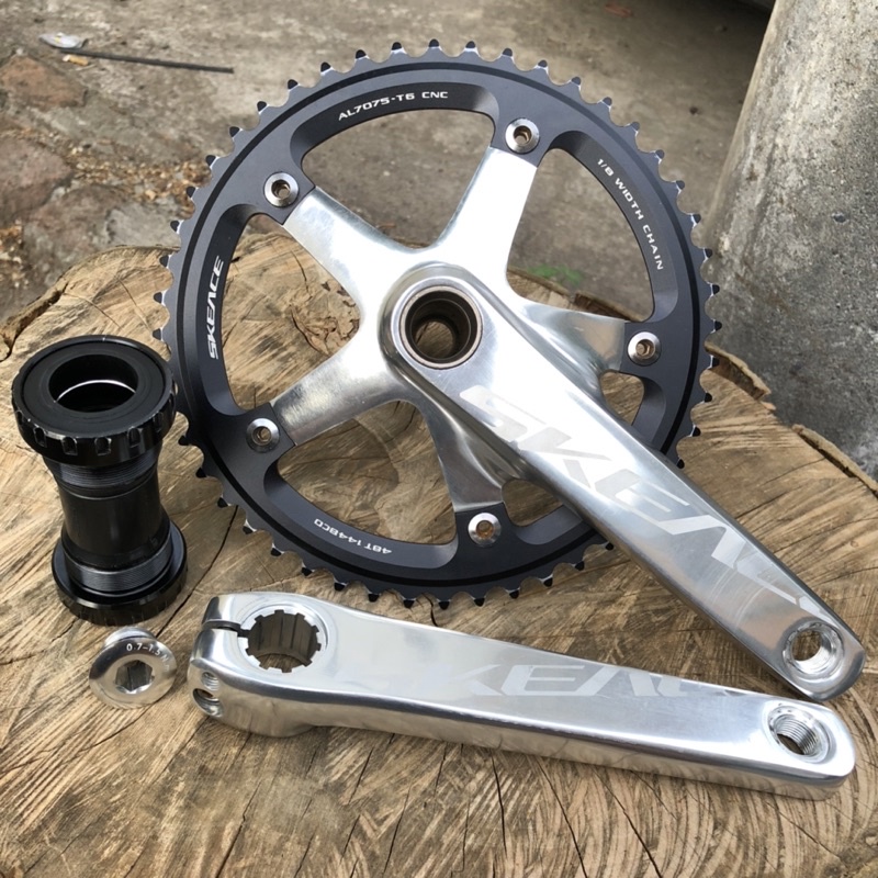 Crankset Skeace Hollowtech2 Chainring Spyder 49T BCD 144 Arm 165 Silver Polish Used Good Condition S