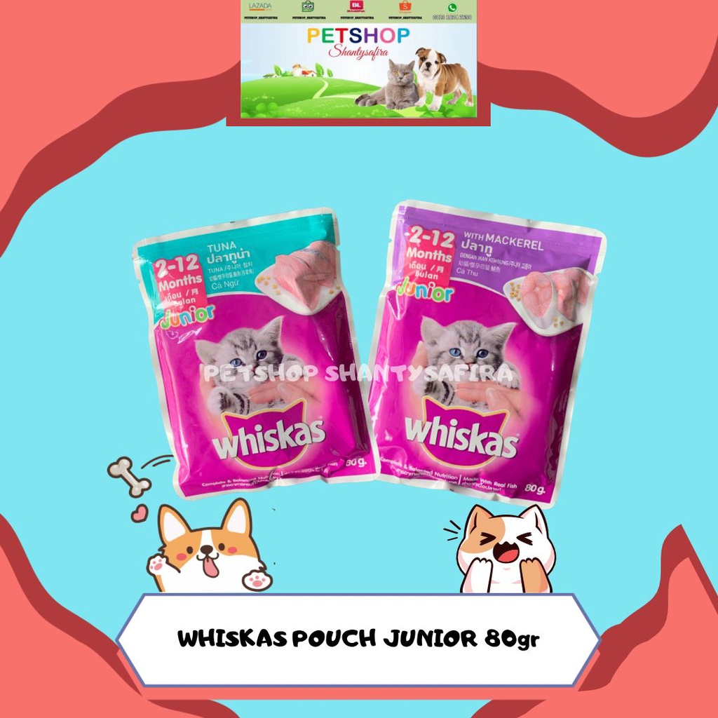 MAKANAN KUCING WHISKAS JUNIOR POUCH 80 GR