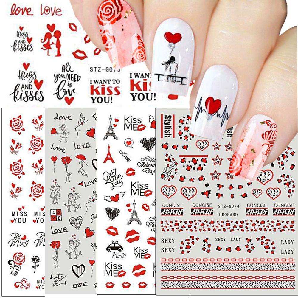 Stiker Nail Art Nanas Manicure Merah Pink Kartun Cupid 3D Decals