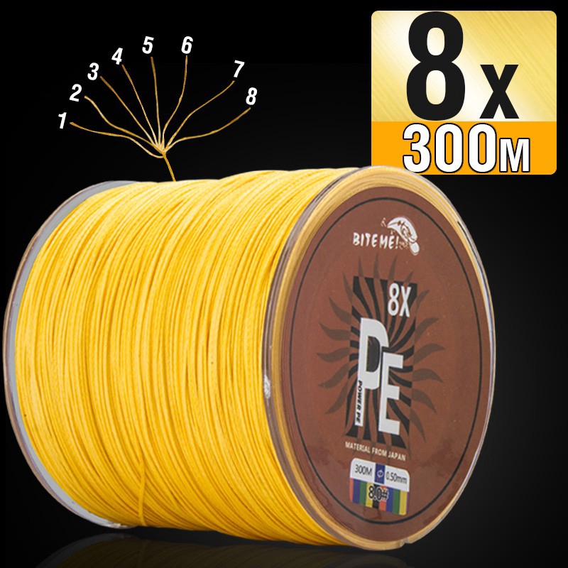 Biteme 8X Senar Pancing Pe Multifilamen 8 Untai 10-80lb Panjang 300m