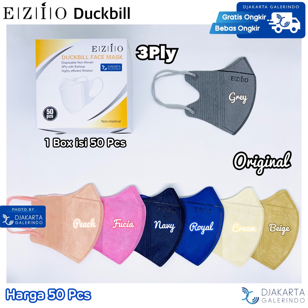 Masker Duckbill Ezio 3Ply Original isi 50Pcs