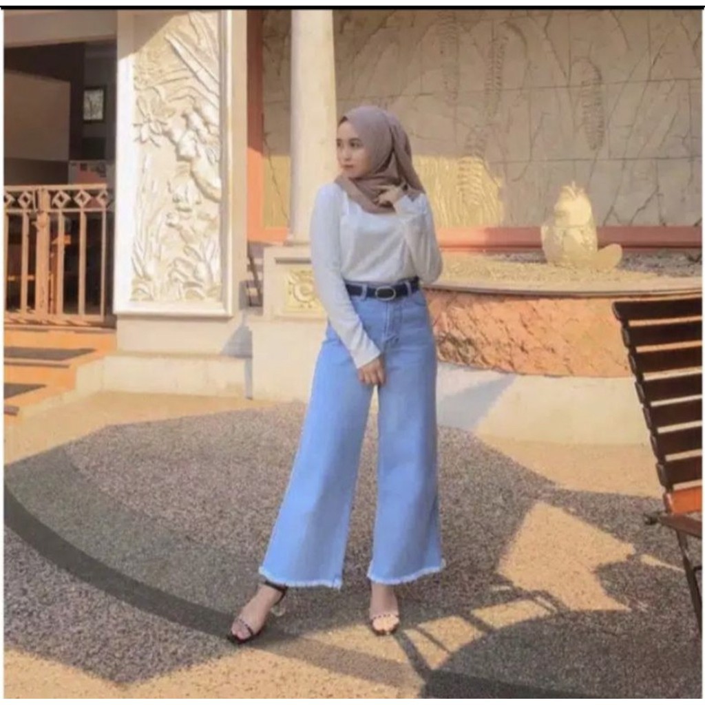 Celana Panjang Levis Jeans highwaist Kulot Wanita Pants-aqua