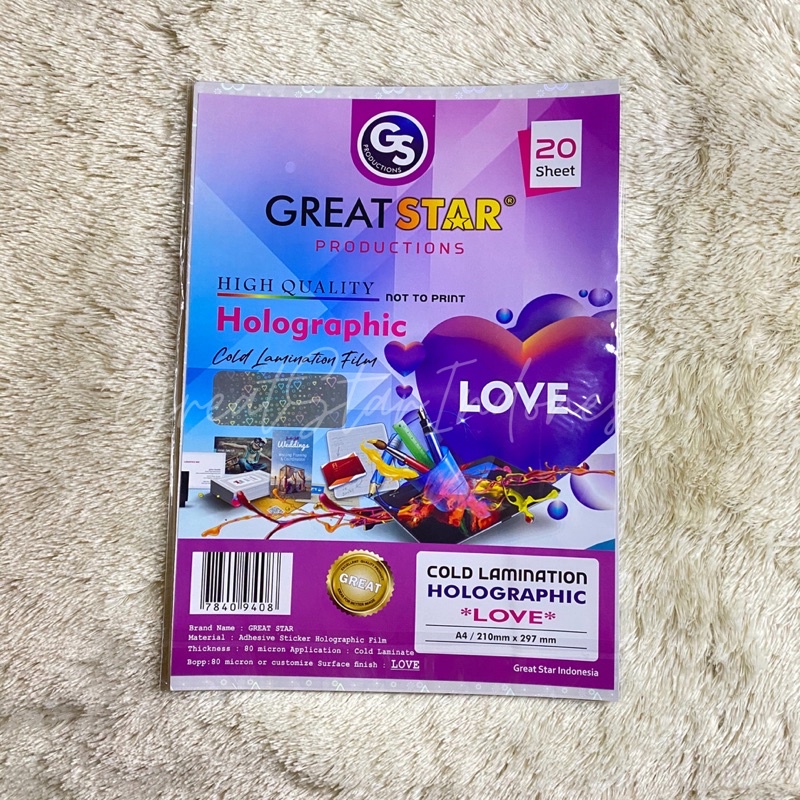 

HJK Cold Lamination Film Holographic Love A4/20