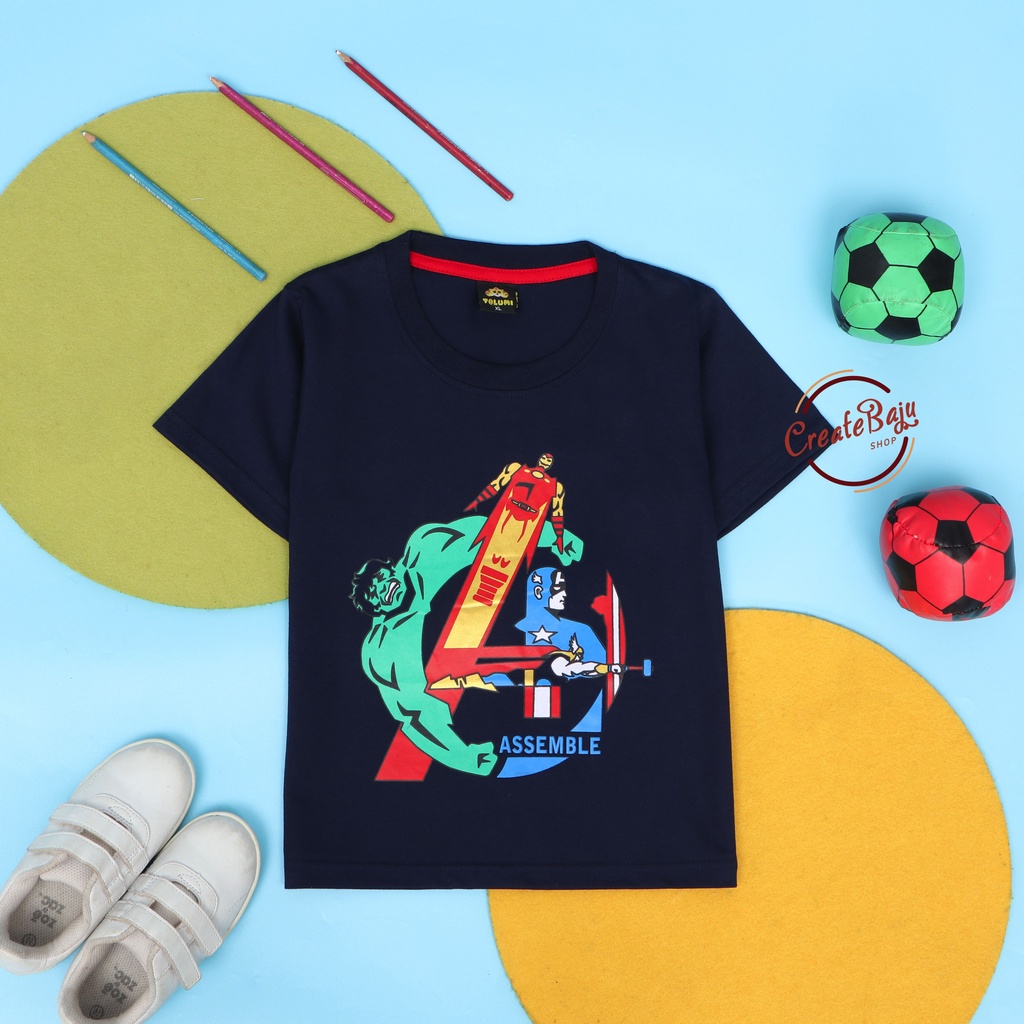 KAOS ANAK LAKI AVENGERS ASSEMBLE 1-7 TAHUN BAJU ATASAN ANAK LAKI FASHION TERMURAH BAHAN KATUN