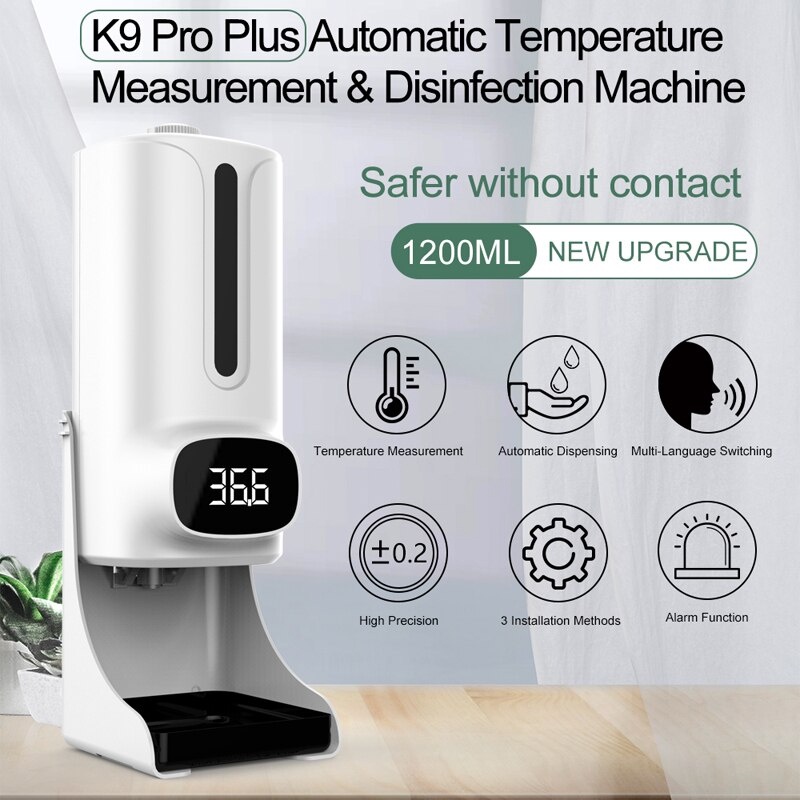 K9 Pro Plus infrared thermometer soap dispenser