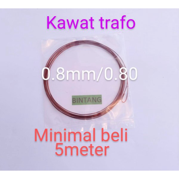 Kawat tembaga e mail kabel gulungan trafo email 0.8mm /0.80mm paket 5 meter