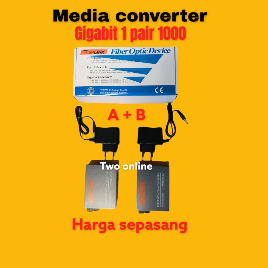 media converter Gigabit GS 03/ 10 100 1000mbps 1 set A dan B