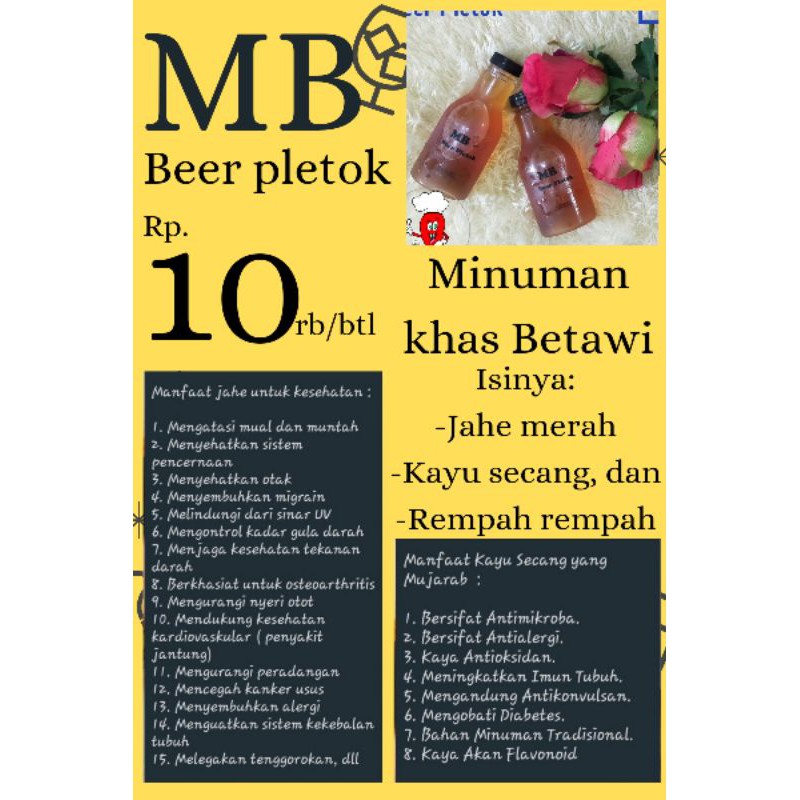 

Beer pletok jahe merah 100% non-alkohol