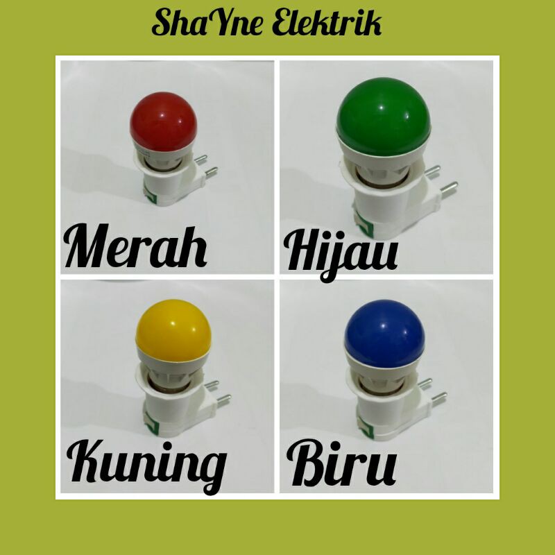 Bohlam Lampu Tidur LED Warna 3 Watt + Fitting Colok Switch