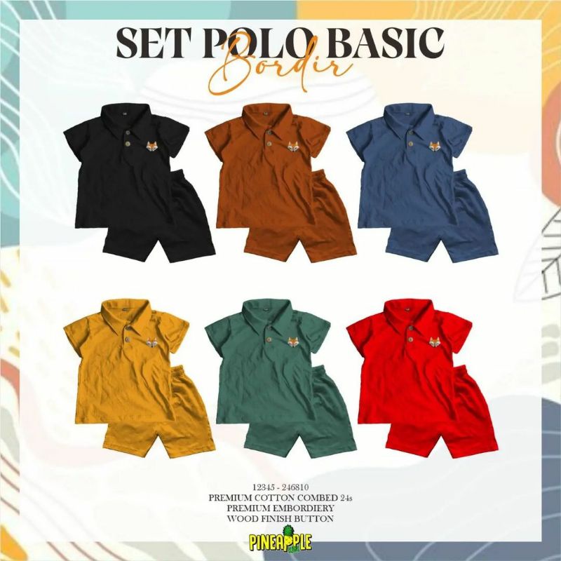 SETELAN POLO BASIC BORDIR PINEAPPLE