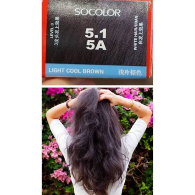 Matrix SoColor 5.1 5A Light Cool Brown Metallic Blue Grey Ash Navy Hair Dye Cat Rambut So Color