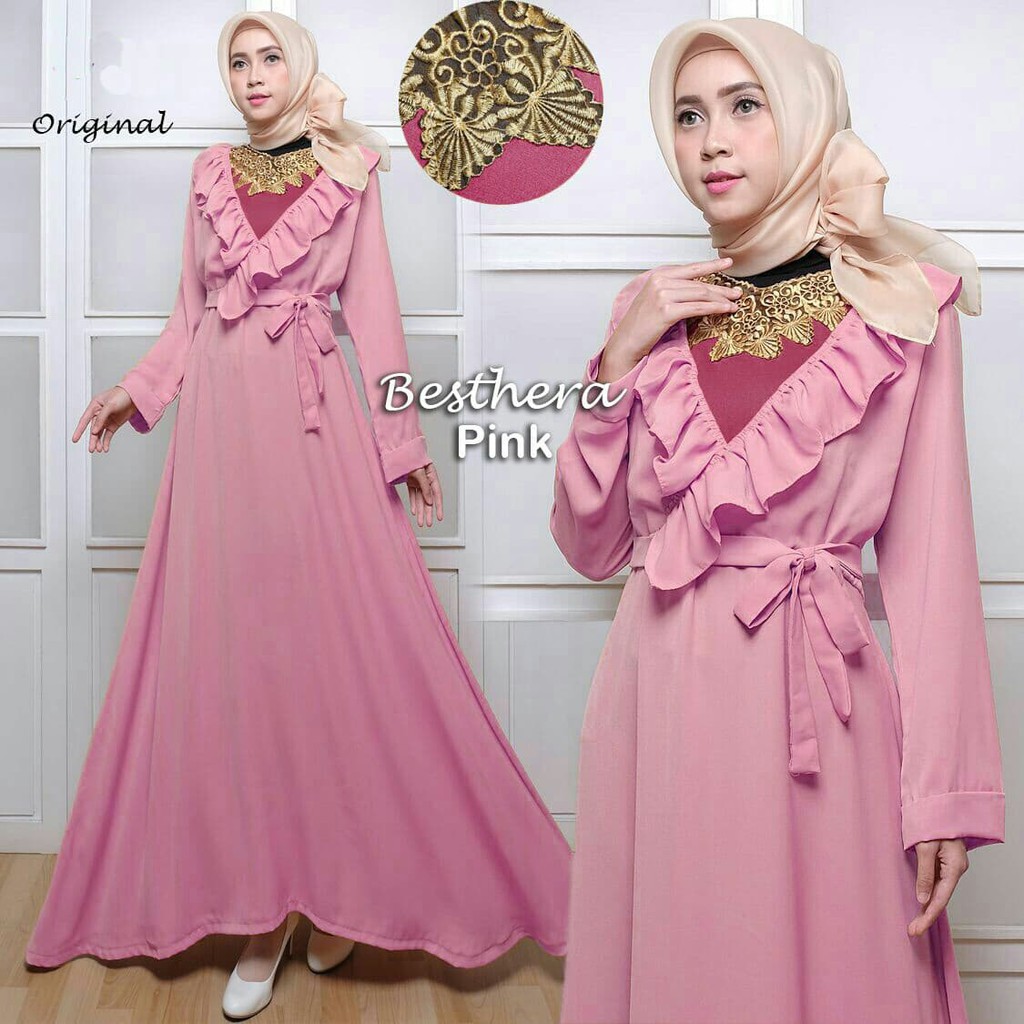 AS41 BAJU GAMIS PESTA REMAJA MUSLIM MODERN MEWAH GAMIS WISUDA BETTA