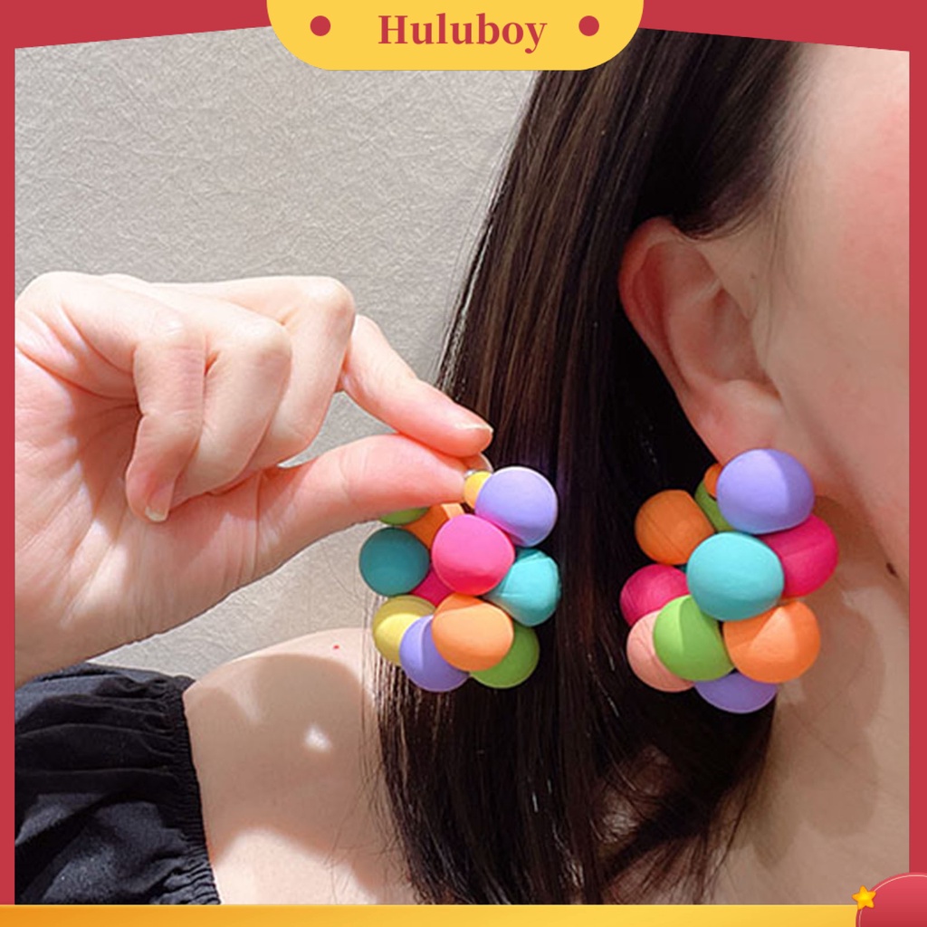 Hu Hu Hu Hu Hu Alat Bantu Pasang Kacamata♡ 1 Pasang Anting Hoop Bahan 925 Sterling Silver Warna-Warni Untuk Kencan