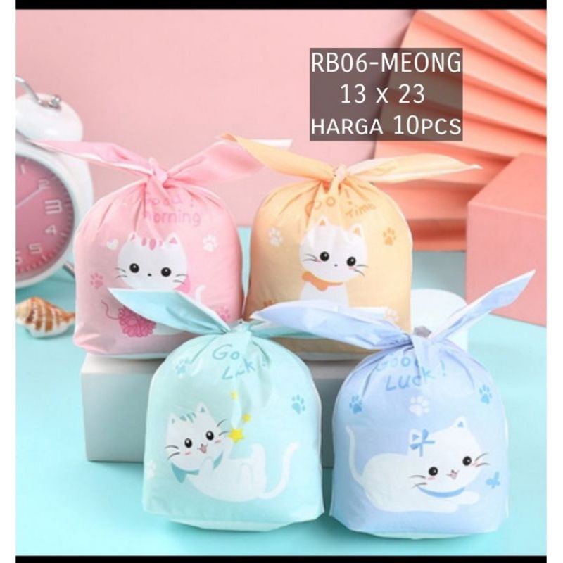 10pcs PLASTIK BUNNY COOKIES PERMEN HADIAH PLASTIK RABBIT MEONG RB-06