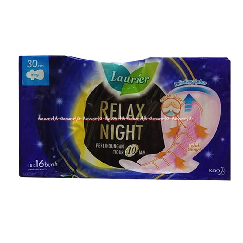 Laurier Relax Night Wing 16pcs Pembalut Wanita Panjang Untuk Malam Hari 30cm Wings