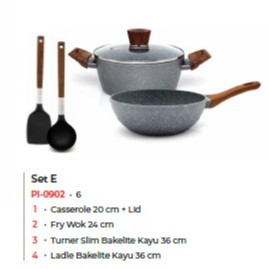 Cyprus Marble Set Paket Panci Casserole Fry Wok Turner Ladle PI 0902