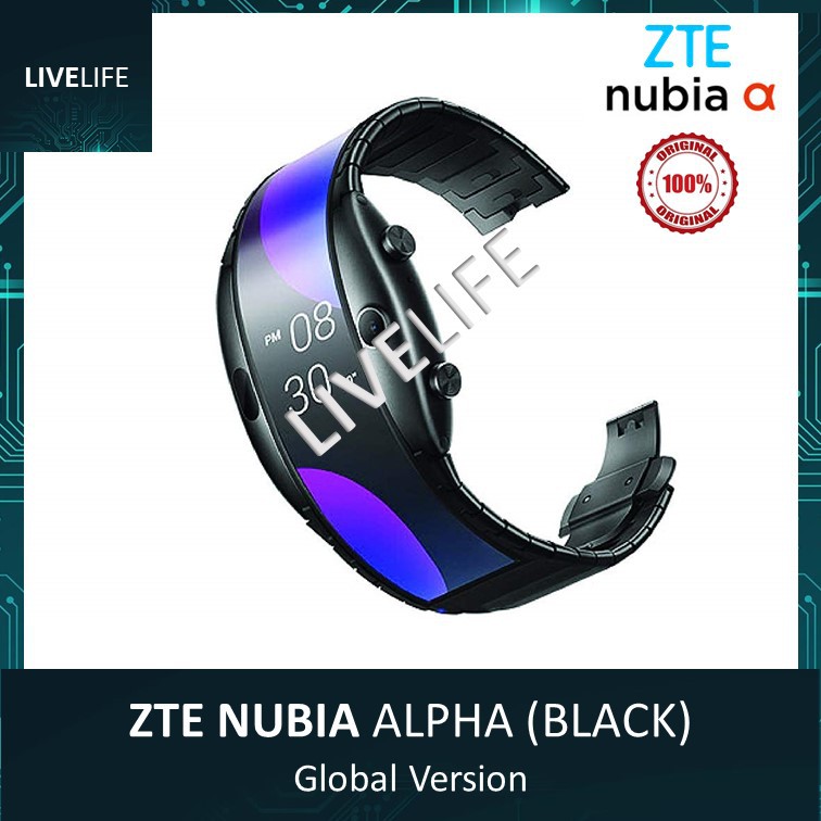 ZTE Nubia Alpha (Hitam) - Smartwatch dengan Layar Fleksibel 4.01"