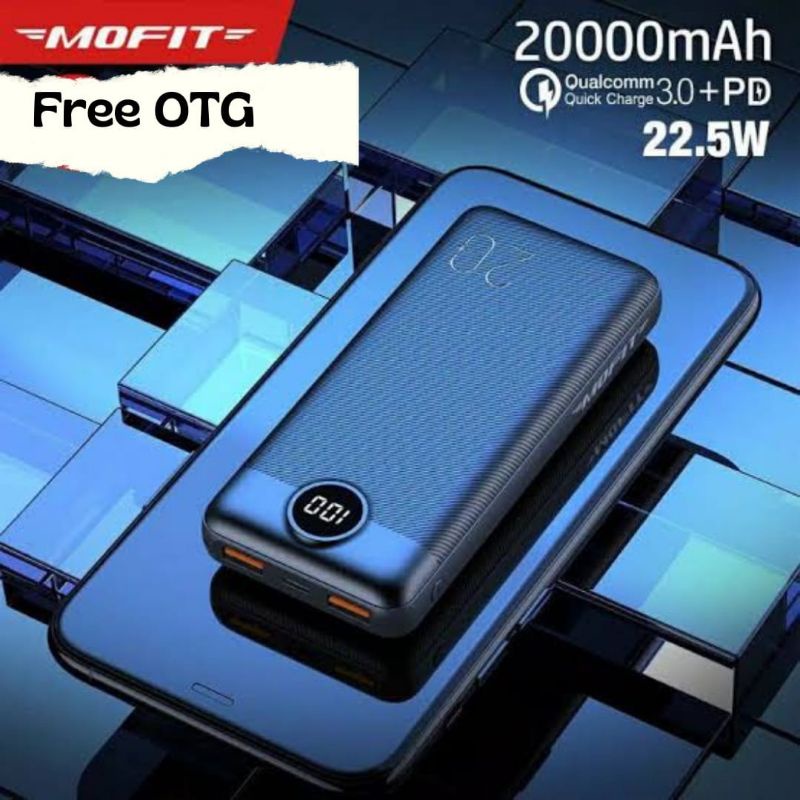 [NEW] PM0044 - Powerbank MOFIT M29 20000mAh + Fast Charge 2.4A Real Capacity - HITAM