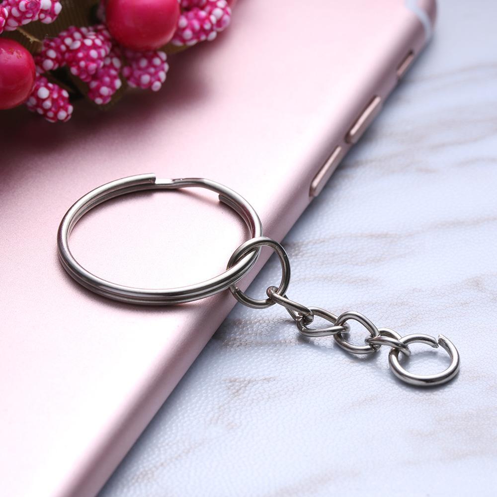 Lily 25mm Keyring Metal DIY Polished Silver Key Fob