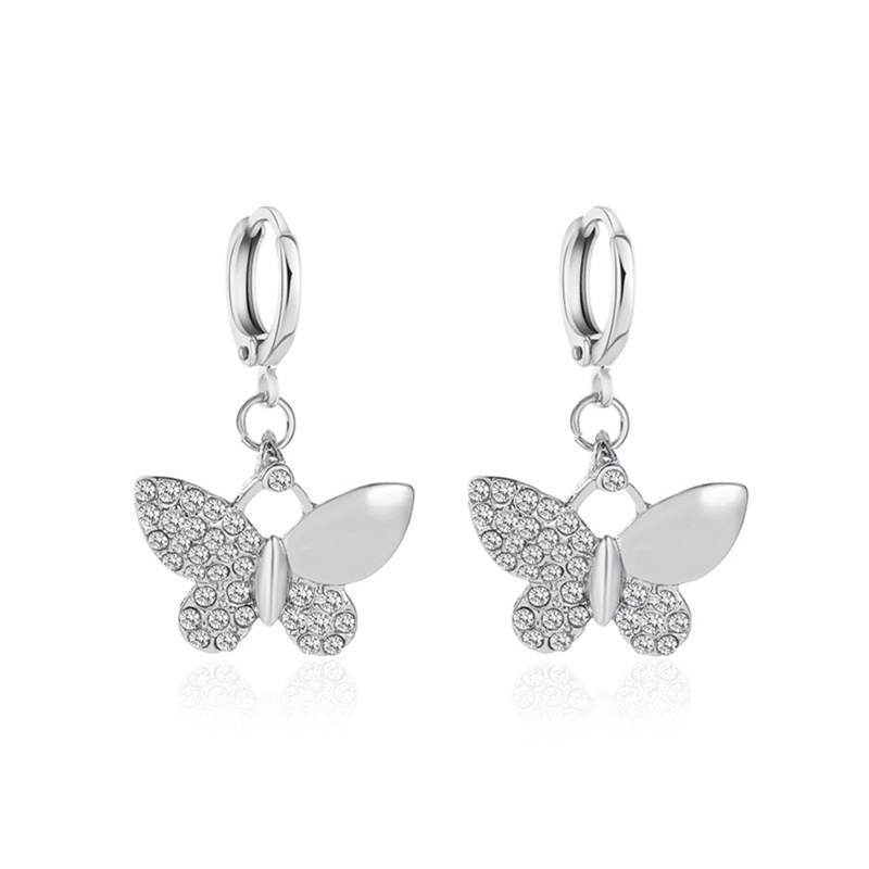 New Women's Earrings Fashion Zircon Butterfly Dangle Earrings For Women Animal Sweet Colorful Drop Earrings Girls Jewelry