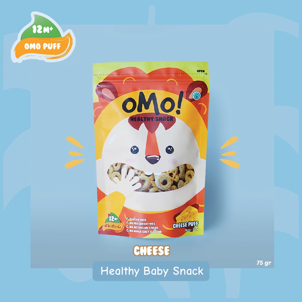 OMO! Puff Cheese – Ukuran Besar 75gram – Snack Sehat Bayi 1 Tahun