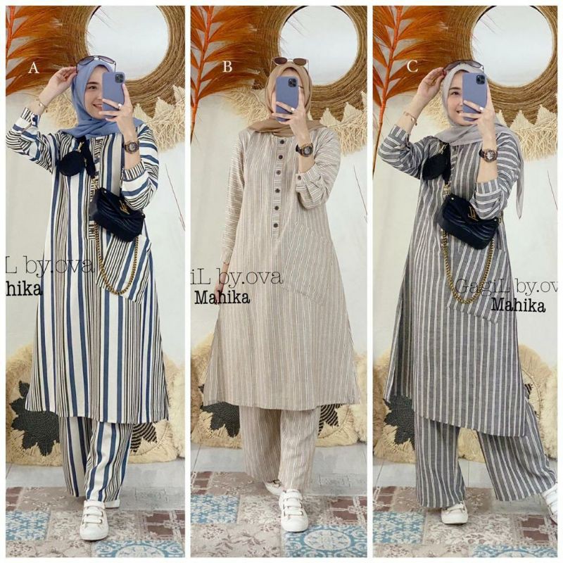STELAN MAHIKA  BY GAGIL SETELAN TUNIK KULOT TERBARU SET TUNIK ORI