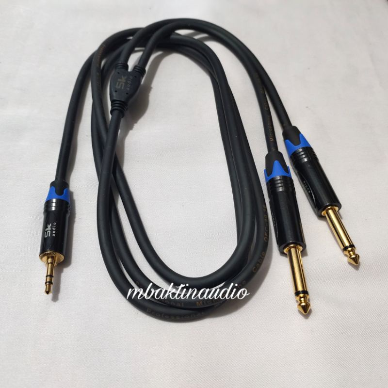 Kabel HP Stereo Jack 3.5mm ke 2 Jack Toa Akai Mono SK Audio