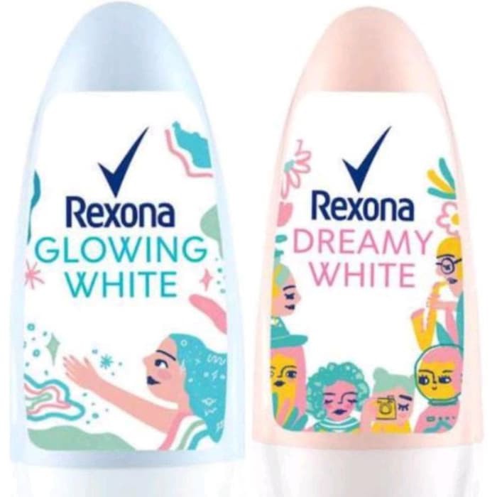 Rexona Deodoran Deo Roll On Advanced Whitening / Free Spirit / Invisible Dry 45ml Glowing Dreamy / Glowing White Free Vaseline Healthy Serum Soft Glow 15ml