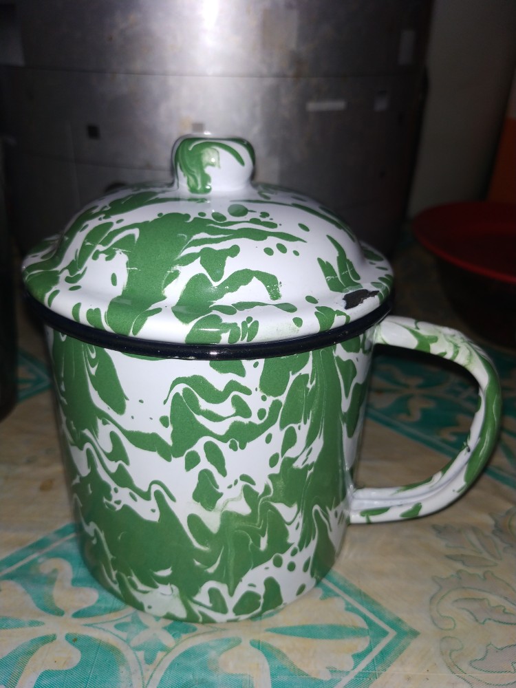 Mug Enamel / Mug Blurik Mug Loreng Hijau Abri