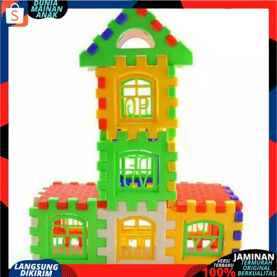 Mainan Anak Edukasi Blok rumah Puzzle BALOK SUSUN BENTUK rumah funny block JM 8211 Plastik Berkualitas SNI