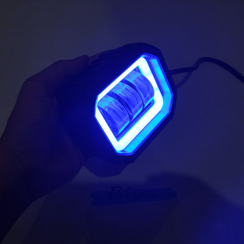 Lampu tembak sorot LED CWL 3 mata lensa 6D 60watt cree angel eye biru