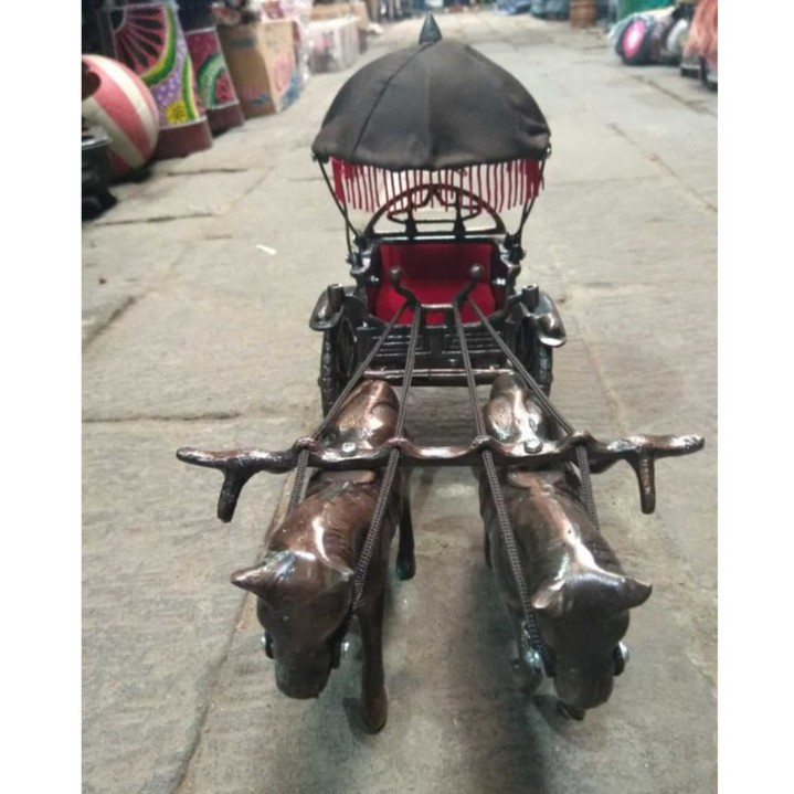 MINIATUR DELMAN DUA SAPI MODEL BECAK MANADO MALAKA 38x13x18 cm MURAH