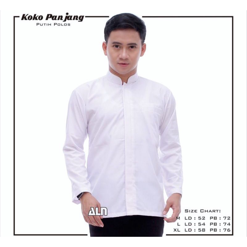 baju koko putih lengan panjang | koko putih polos lengan panjang | baju koko putih polos lengan panjang | baju koko pria | koko pria