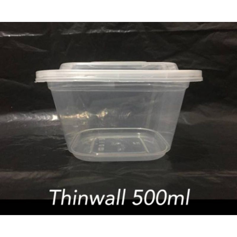 Thinwall 500ml (25) 500 Sq square kotak makan plastik wadah makan saji Merek DM Isi 25